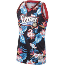 Load image into Gallery viewer, Allen Iverson Philadelphia 7ers Mitchell & Ness Floral Fashion  Hardwood Classics Swingman Jersey – Black