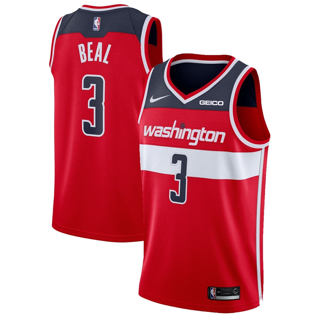 Men's Nike Bradley Beal Red Washington Wizards Custom Swingman Sponsor Patch JerseyRed