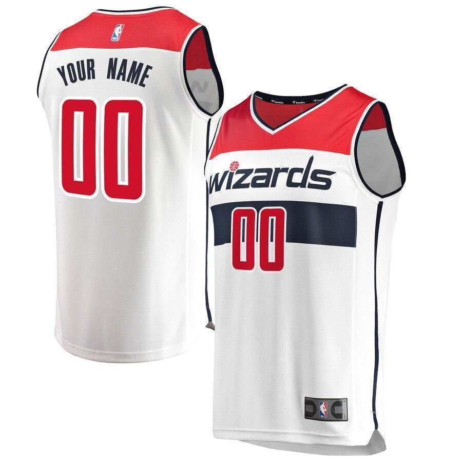 Youth Fanatics Branded White Washington Wizards Fast Break Custom Replica Jersey  Association Edition  White