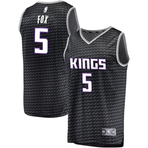 Men's Fanatics Branded De'Aaron Fox Black Sacramento Kings Fast Break Jersey  Statement Edition