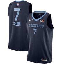 Load image into Gallery viewer, Men&#39;s Nike Wayne Selden Memphis Grizzlies Swingman Sponsor Patch Jersey – Icon Edition  Navy