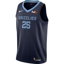 Load image into Gallery viewer, Men&#39;s Nike Chandler Parsons Memphis Grizzlies Swingman Sponsor Patch Jersey – Icon Edition  Navy