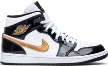 Load image into Gallery viewer, Nike Air Jordan 1 Mid Patent &#39;Black Gold&#39; Shoes Basketball Men Sale Size US 8, 8.5, 9, 10, 11