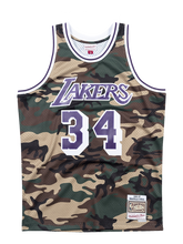 Load image into Gallery viewer, Los Angeles Lakers Shaquille O&#39;Neal Woodland Camo Swingman Jersey  Navy