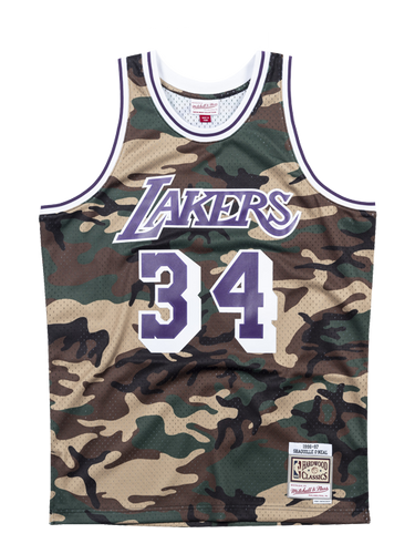 Los Angeles Lakers Shaquille O'Neal Woodland Camo Swingman Jersey  Navy