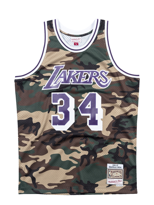 Los Angeles Lakers Shaquille O'Neal Woodland Camo Swingman Jersey  Navy