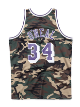 Load image into Gallery viewer, Los Angeles Lakers Shaquille O&#39;Neal Woodland Camo Swingman Jersey  Navy