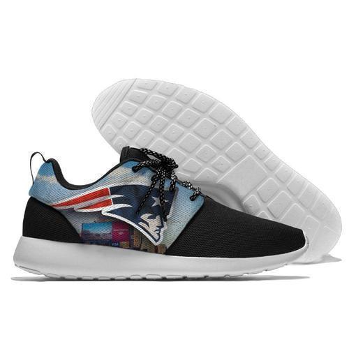 Men New England Patriots Roshe Style Lightweight Running Shoes - Black And Blue Super Bowl