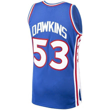 Load image into Gallery viewer, ̀53 - Men&#39;s Mitchell &amp; Ness Darryl Dawkins Royal Philadelphia 76ers 1976-77 Hardwood Classics Swingman Jersey - Royal