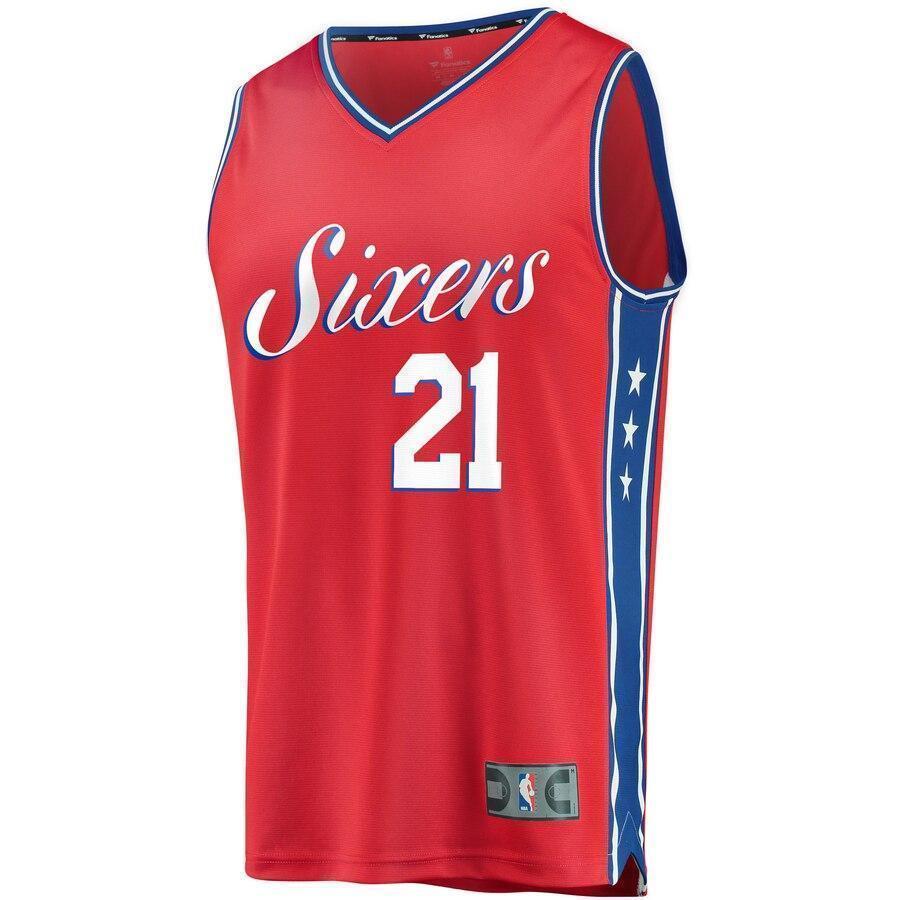 Men's Fanatics Branded Joel Embiid Red Philadelphia 7ers Fast Break Replica Jersey  Statement Edition  Red