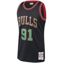 Load image into Gallery viewer, Men&#39;s Mitchell &amp; Ness Dennis Rodman Black Chicago Bulls Hardwood Classics Christmas Swingman Collection Jersey  Black
