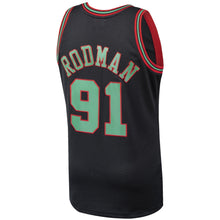 Load image into Gallery viewer, Men&#39;s Mitchell &amp; Ness Dennis Rodman Black Chicago Bulls Hardwood Classics Christmas Swingman Collection Jersey  Black