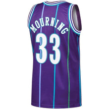 Load image into Gallery viewer, Men&#39;s Mitchell &amp; Ness Alonzo Mourning Purple Charlotte Hornets  Hardwood Classics Authentic Jersey  Purple