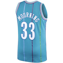 Load image into Gallery viewer, Men&#39;s Mitchell &amp; Ness Alonzo Mourning Teal Charlotte Hornets  Hardwood Classics Swingman Jersey  Aqua