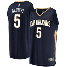 Load image into Gallery viewer, Men&#39;s Fanatics Branded Trevon Bluiett Navy New Orleans Pelicans Fast Break Replica Jersey – Icon Edition Navy