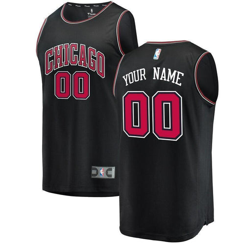 Men's Fanatics Branded Black Chicago Bulls Fast Break Custom Replica Jersey  Statement Edition  Black