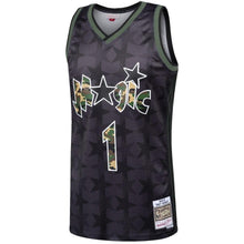 Load image into Gallery viewer, Men&#39;s Mitchell &amp; Ness Tracy McGrady Black Orlando Magic Straight Fire Camo Swingman Jersey   Black