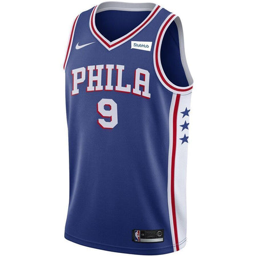 Men's Nike Dario Saric Royal Philadelphia 7ers Swingman Sponsor Patch Jersey  Icon Edition  Royal