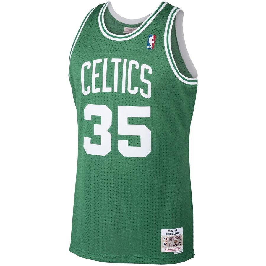 Men's Mitchell & Ness Reggie Lewis Kelly Green Boston Celtics  Hardwood Classics Swingman Jersey  Green