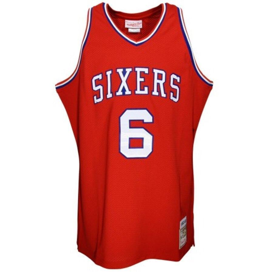 Mitchell & Ness Philadelphia 7ers Julius Erving Red Hardwood Classics Authentic Throwback Basketball Jersey  Red