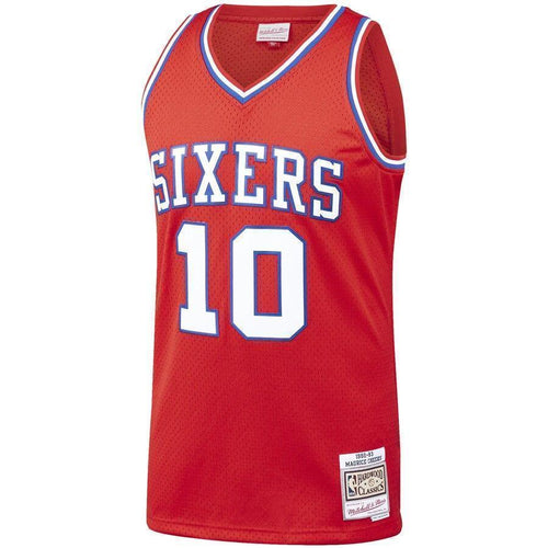 Men's Mitchell & Ness Maurice Cheeks Red Philadelphia 7ers  Hardwood Classics Swingman Jersey  Red