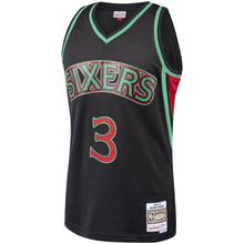 Load image into Gallery viewer, Men&#39;s Mitchell &amp; Ness Allen Iverson Black Philadelphia 7ers Hardwood Classics Christmas Swingan Collection Jersey  Black