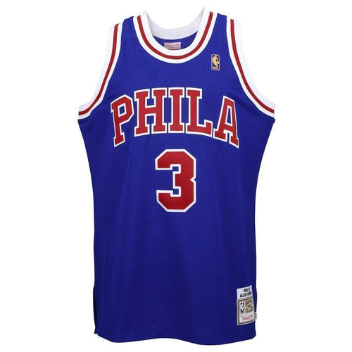 Mitchell & Ness Philadelphia 7ers # Allen Iverson ''7 Hardwood Classics  Year Anniversary Throwback Premium Jersey  Royal
