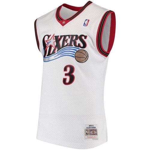Men's Mitchell & Ness Allen Iverson White Philadelphia 7ers  Hardwood Classics Swingman Jersey  White
